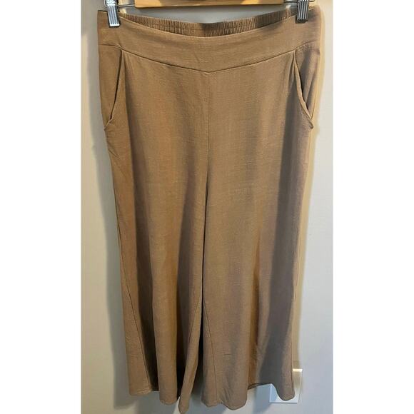 Anrabess 2 Piece Set Tank Crop Button Back Top Cropped Wide Leg Pants Khaki sz S - Picture 7 of 8